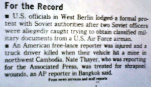 But a journalist being killed on assignment rarely makes significant news. Here it was relegated one sentence in the For the Record briefs section in the Washington Post